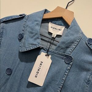 Trendy Light Blue Denim Trench Coat